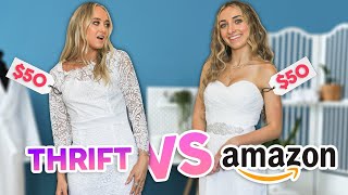 Trying On $50 WEDDING DRESSES | Amazon vs Thrifted