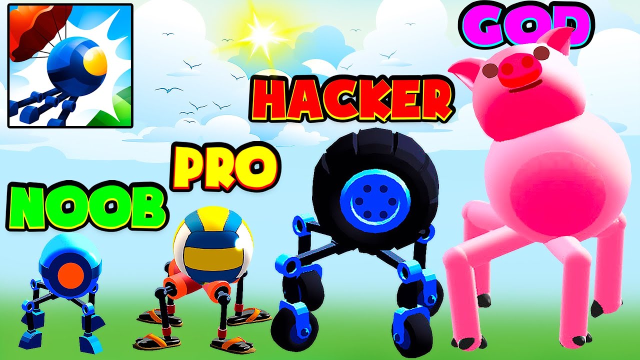 Rolly Legs - NOOB vs PRO vs HACKER vs GOD. All Levels
