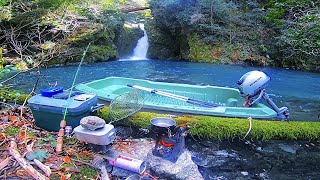 小舟を持って真冬の山と海を釣り探検キャンプしたよ