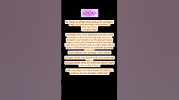 "Primary Key vs Unique Key in SQL: Key Differences Explained!"