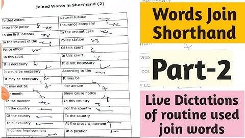Routine Words Join Shorthand I part 2 I live dictations of routine use join words