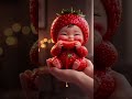 AI fruit baby eating fruit strawberry cute fruit baby eating fruit