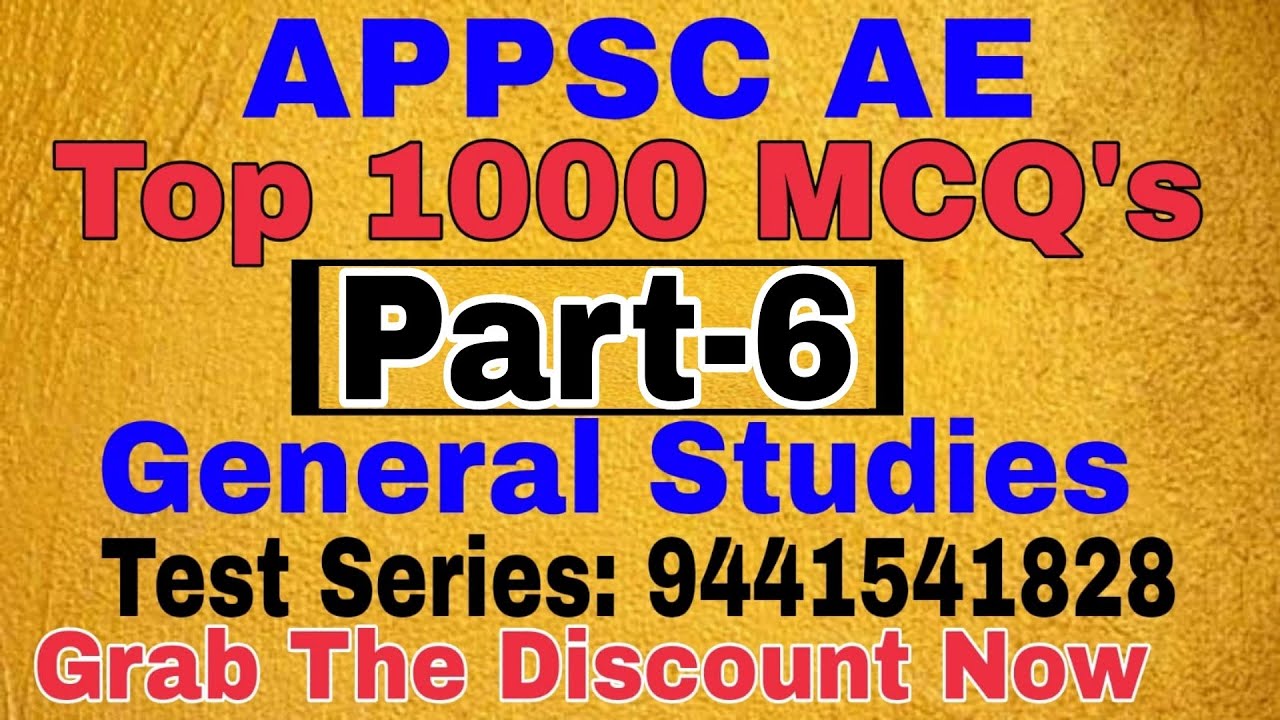 General Studies 1000 MCQ's Part-6 APPSC AE, Junior Assistant, EO|Most Important Bits