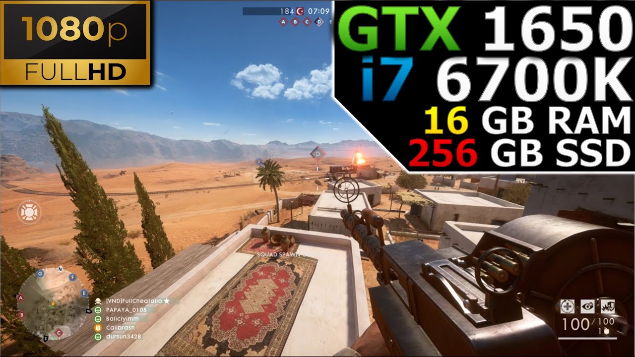 Battlefield 1 | 1080p | GTX 1650 | i7 6700K | 16GB RAM | 256GB SSD ...