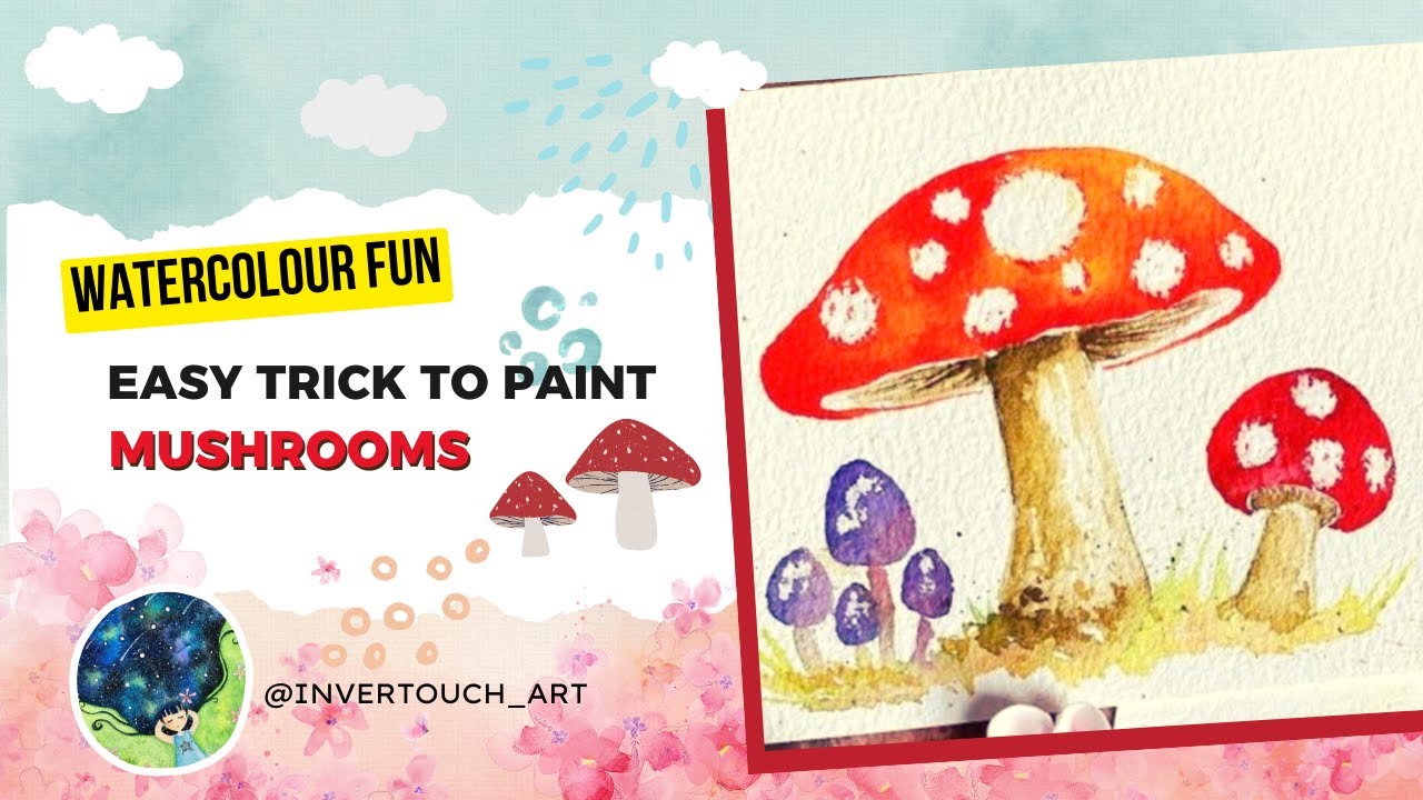 How to paint mushroom Easy trick for Beginners Watercolour Tutorial