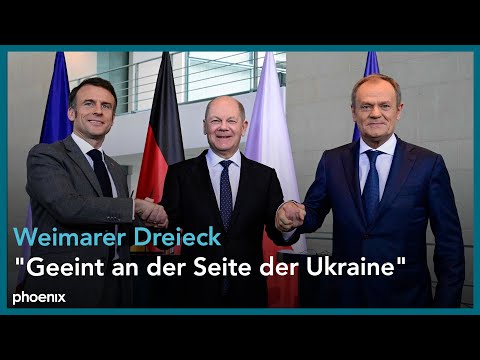 Weimarer Dreieck: Olaf Scholz, Emmanuel Macron und Donald Tusk zur Ukraine-Politik | 15.03.24