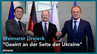 Weimarer Dreieck: Olaf Scholz, Emmanuel Macron und Donald Tusk zur Ukraine-Politik | 15.03.24