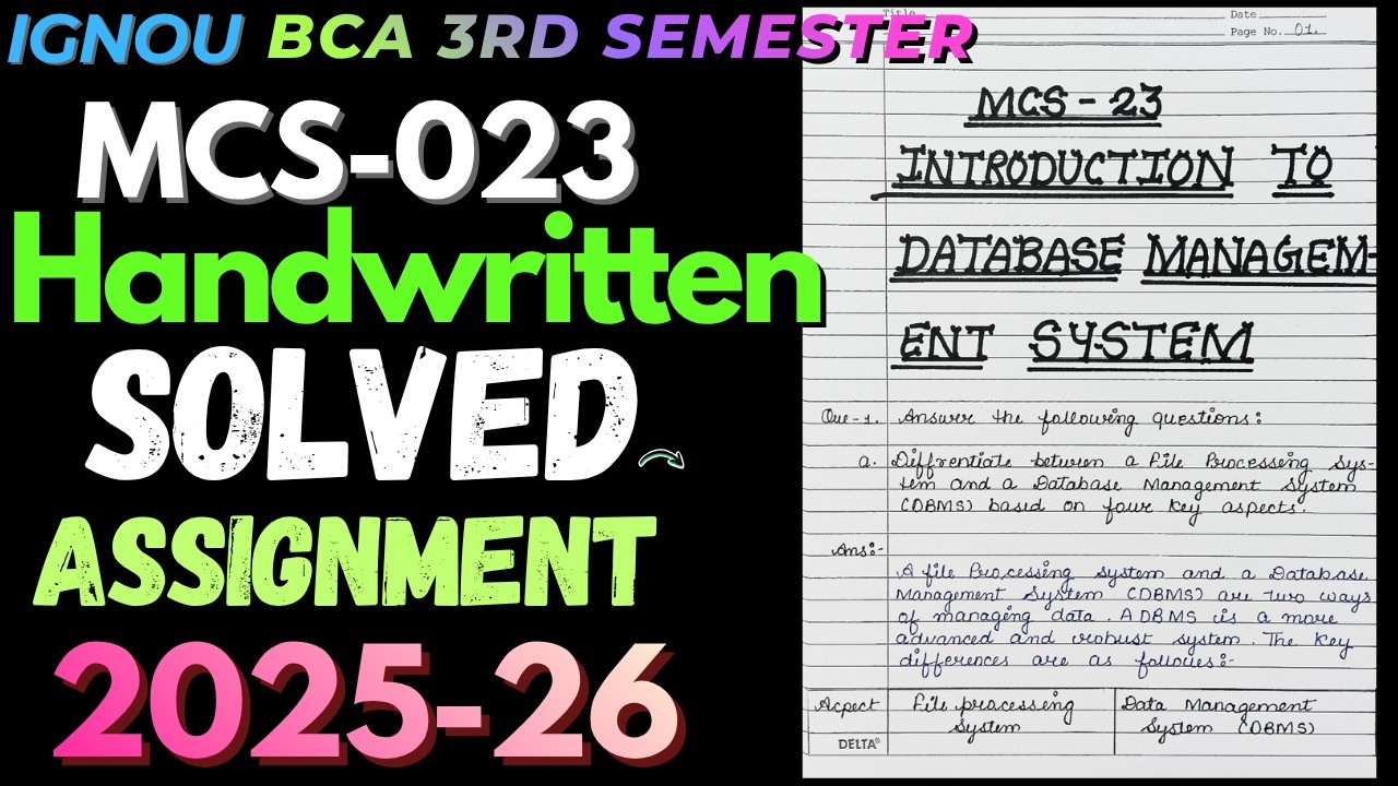 MCS-023 HANDWRITTEN Solved Assignment Jan 2026 || IGNOU BCA 3rd ...