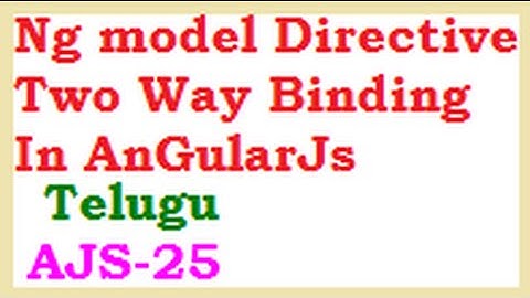 Ng model Directive Two Way Binding In AnGularJs Telugu-vlr training