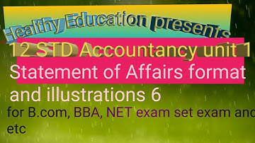 12 STD. Unit 1 Account from Incomplete records. Statement of Affairs illustration 6