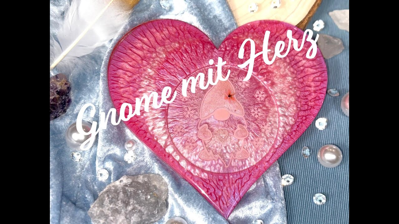 #110 Spektakuläres Herz mit Gnom   #resin  #resinart  #diy #valentinesday #coaster #heart