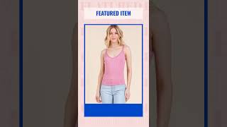 Clean everyday Western and contemporary style — Ribbed V-neck Lace Trim With Strap Tank Top.