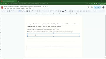 Saxon Geometry Lesson 26 Video 1: Central Angles and Arc Measures