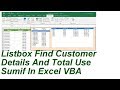 Listbox Display Customer Transaction Details And Total Userform  excel Vba