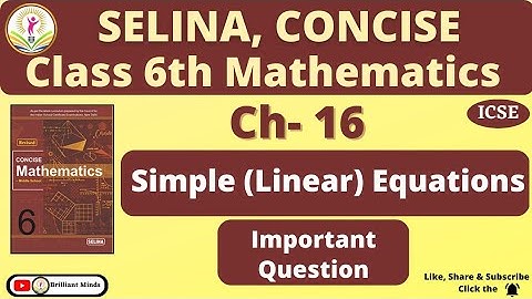 Class 6 ICSE Selina Math | Ch-16 Simple Linear Equation | Important Questions | Revision video