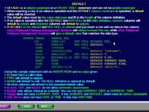 SQL 153 Table Creation, Constraints, DEFAULT