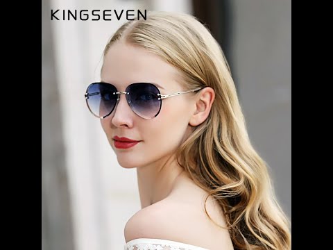 Солнцезащитные очки Kingseven- винтажные- без оправы- с градиентными линзами- 2021 с Aliexpress