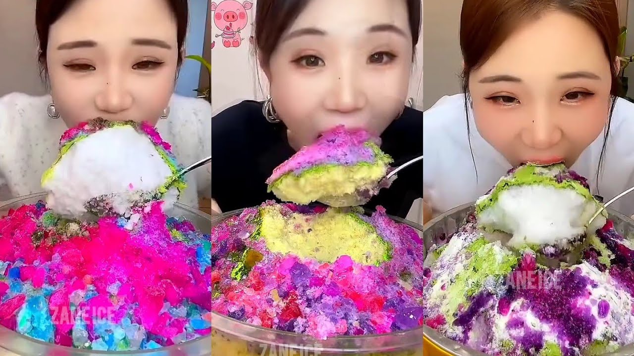 YY ONLY BITES AND SWALLOWING JEWELRY ICE EATING WITH MATCHA AND MILK POWDER 