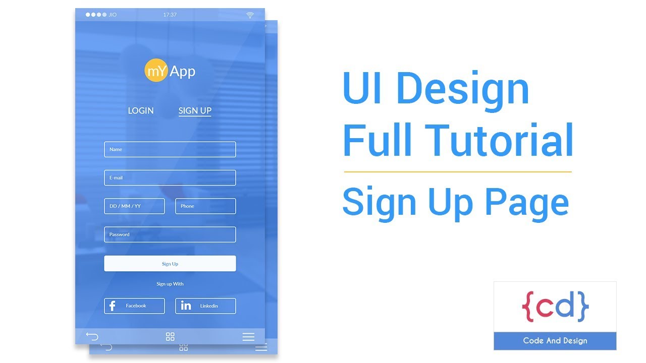 UI Design tutorial in Photoshop | Mobile Sign up Page Step By Step ...