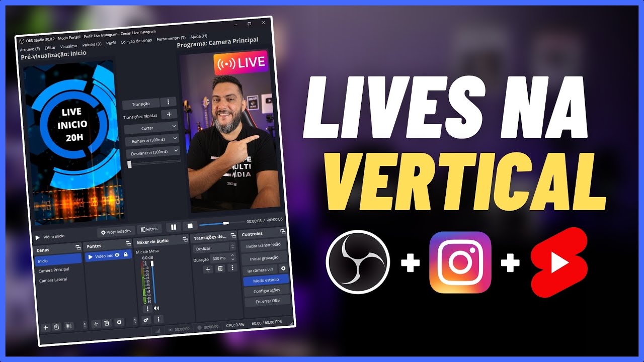 CONFIGURAÇÃO OBS STUDIO PARA LIVES VERTICAIS 2024 [Passo-a-Passo] Para Instagram (Bônus YouTube)
