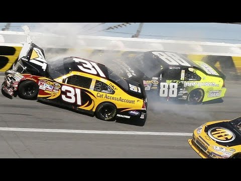 Jeff Burton and Dale Earnhardt Jr. HARD Crash 2010...