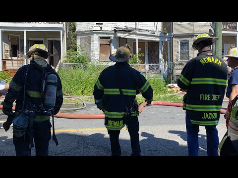 VIDEO: Firefighter Injured Battling Newark Blaze