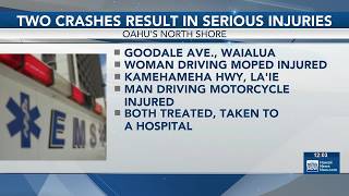Multiple crashes involving motorcycles, mopeds leave several riders injured on Oahu