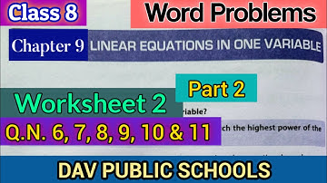 DAV class 8 maths chapter 9 worksheet 2 Q.N. 6, 7, 8, 9, 10 & 11