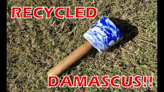 Making a 100% Recycled Damascus Plastic Mallet!
