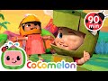 Dinosaur Kids! Stomp Around At The Melonpatch! | CoComelon | Sing Along | Learn about Animals