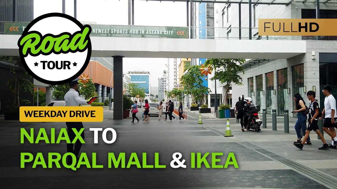 Поездка на автомобиле из аэропорта NAIAX в торговый центр Parqal Mall и магазин Ikea в будний ден...