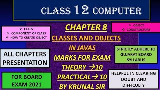 CLASS 12 COMPUTER CHAPTER 8 GUJARAT BOARD ENGLISH MEDIUM || CLASSES AND OBJECTS IN JAVAS CH 8 GSEB