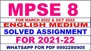 MPSE 8 Solved Assignment 2021-22 in English Pdf @40rs 9992290905.