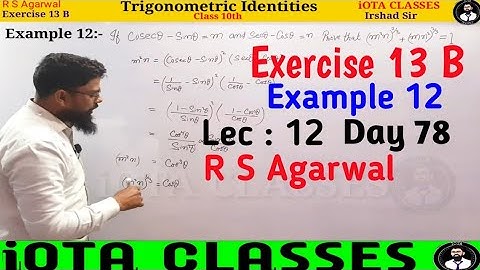 Class 10 Math Exercise 13 B Example 12 || R S Agarwal Class 10 Chapter 13 B Example 12, Exercise 13