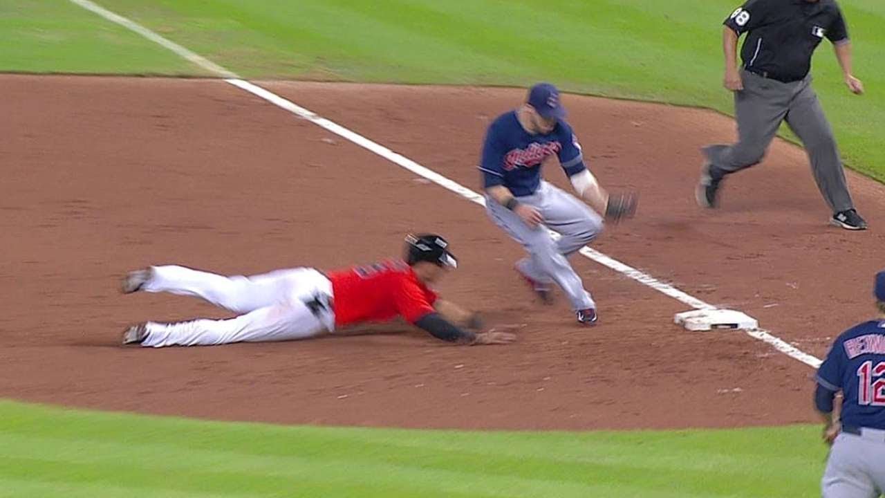 Gomes' snap throw to first base nails Mathis - YouTube