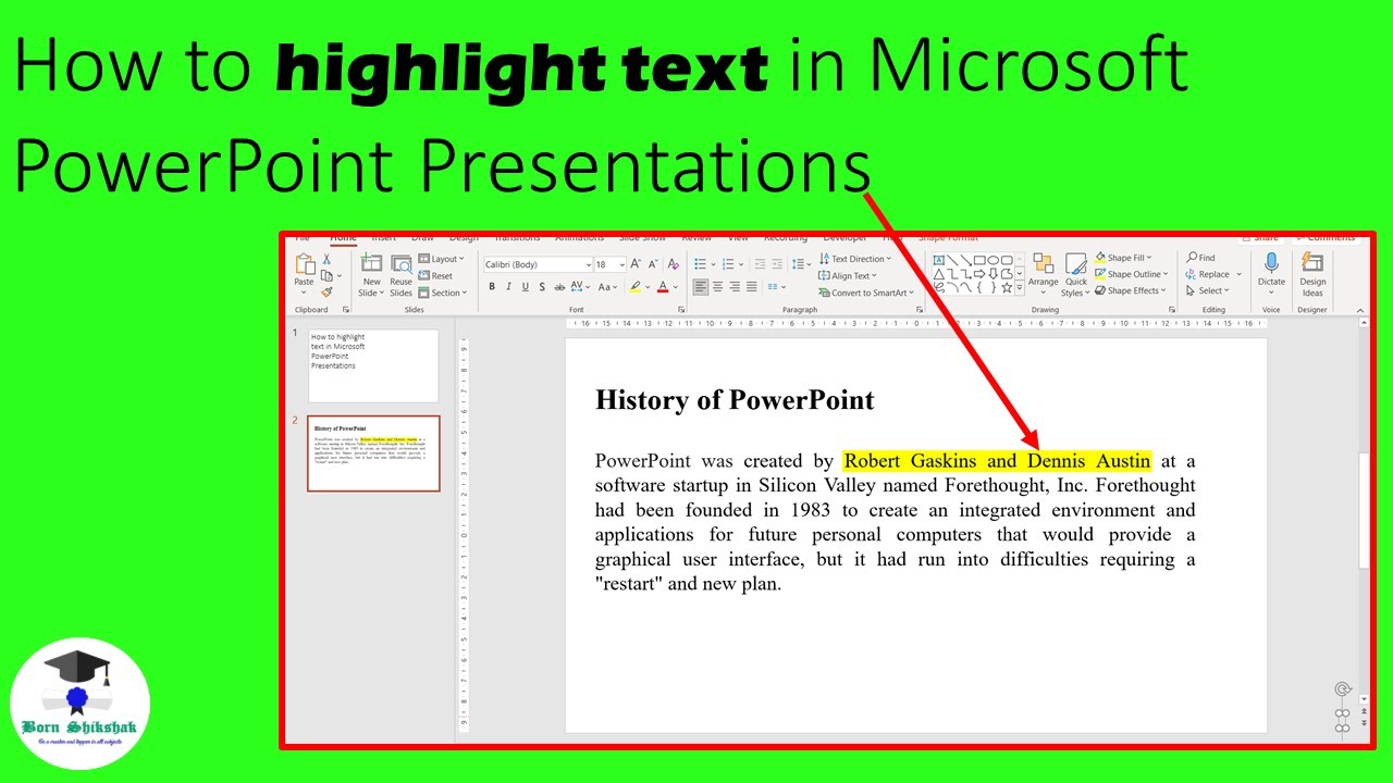 powerpoint presentation highlight text
