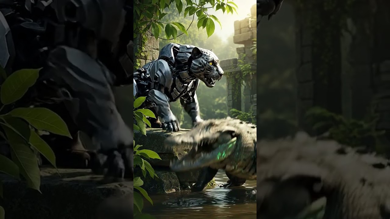 Panther Bot vs Crocodile Mecha
