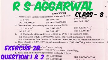 R S AGGARWAL CLASS 8 | Chapter 2 - Exponents | Exercise 2B Question 1 & 2 | Cbse | Rs Aggarwal Maths