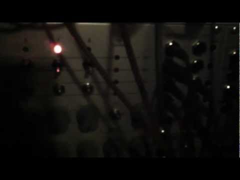 Modular synth patch in the dark