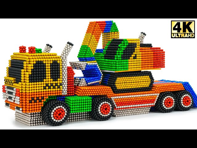 DIY - How To Make Excavator Transport Truck with Magnetic Balls (Satisfying) | Magnet Ideas 4K class=