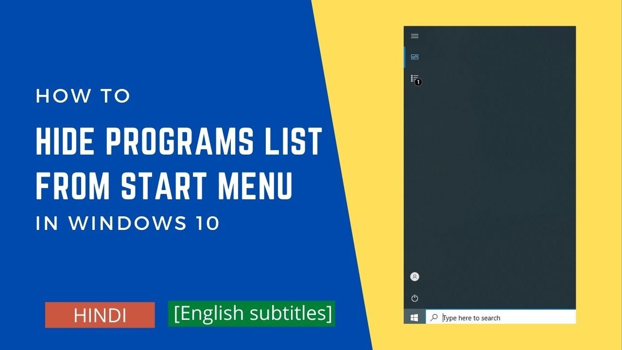 How to Hide the Apps List from Start Menu in Windows 10 - YouTube