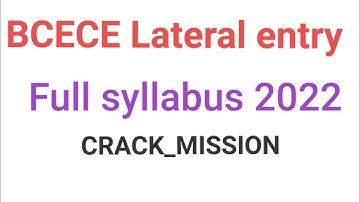 Full syllabus BCECE (LE)-2022