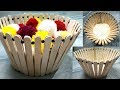 DIY Flowers Basket Decoration | Ice Cream Stick Craft Ideas | Pop Stick Craft