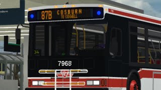 TTC East York Division Driving a 2006-2007 EGR Orion diesel 7968 on Route 87B to Broadview Station