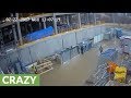 Insane neardeath accident on construction site