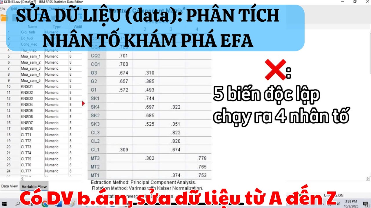 [IUH] CÁCH SỬA DỮ LIỆU (data): Phân Tích Nhân Tố Khám Phá EFA