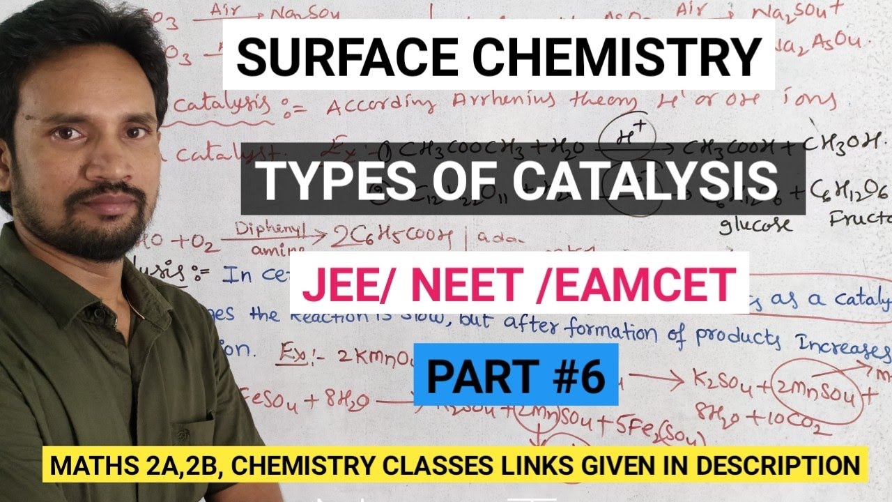 TYPES OF CATALYSIS SURFACE CHEMISTRY CLASS 12 / TYPES OF CATALYSIS JEE