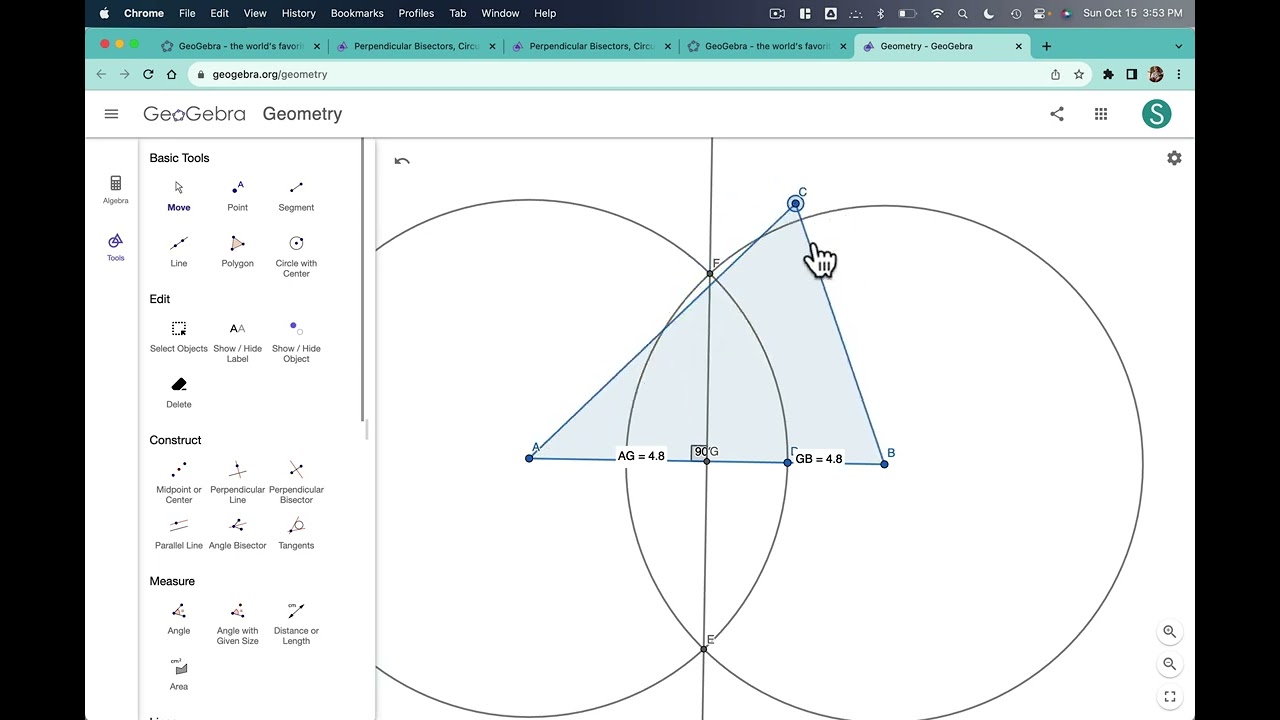 Construction of an angle of 60 degrees. – GeoGebra