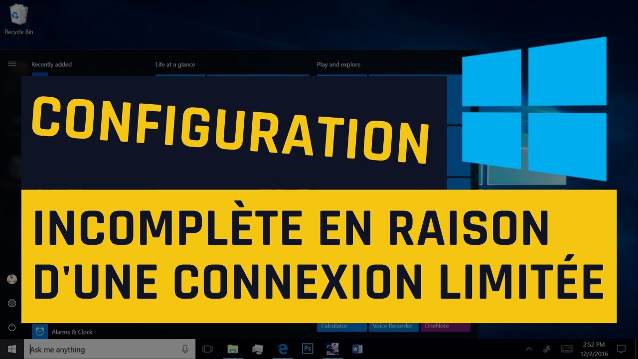 Configuration Incomplete En Raison D Une Connexion Limitee