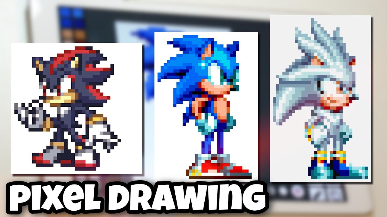 Sonic shadow and silver pixel art